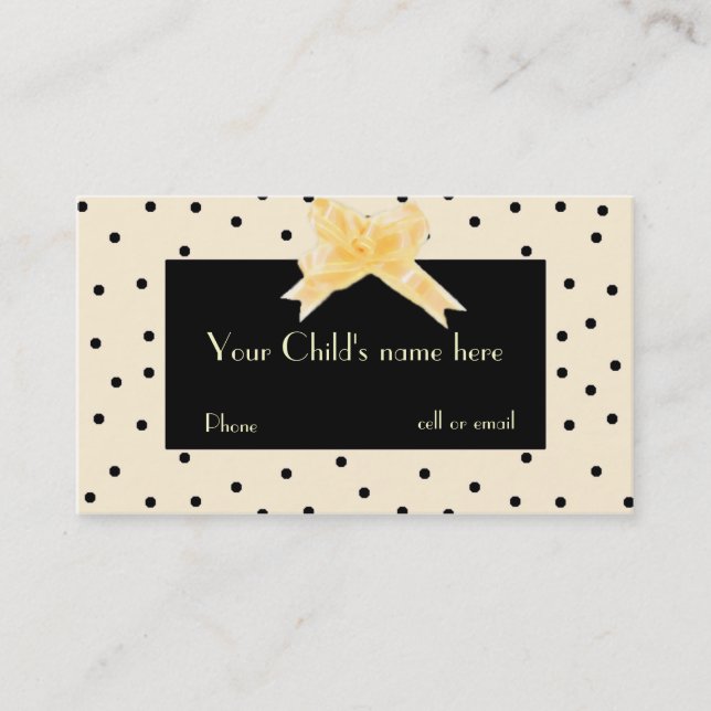Pale Yellow & Black Girl's Play Date Card (Front)