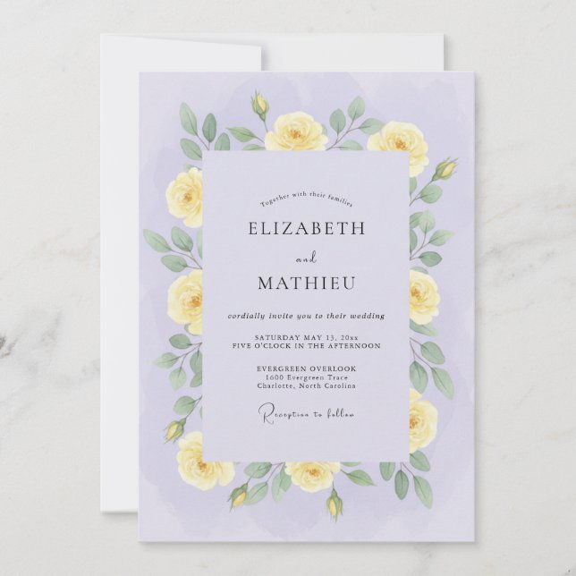 Pale Yellow Blooming Romance Wedding Invitation (Front)