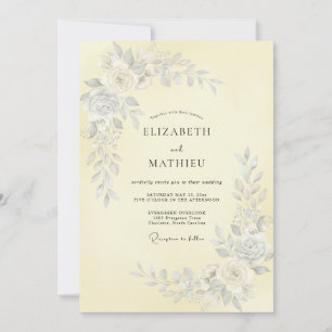 Pale Yellow Botanical Whimsy Wedding Invitation