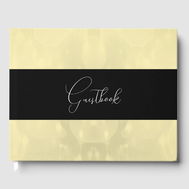 Pale Yellow Bubbly Background Wedding Guest Book (Front)
