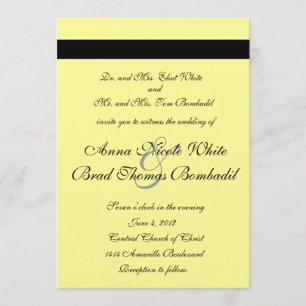 Pale Yellow Calligraphy Lotus Wedding Invitation