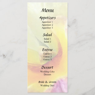 Pale Yellow Cattleya Orchids Wedding Menu