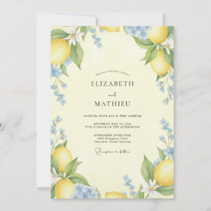 Pale Yellow Citrus Eucalyptus Wedding Invitation