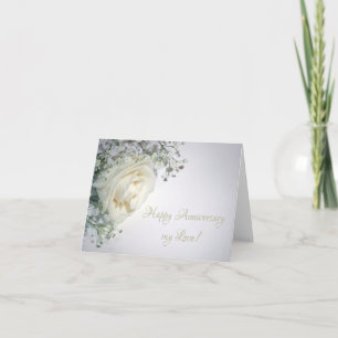Pale Yellow Corner Rose Anniversary Card