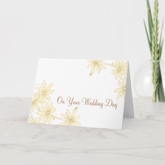 Pale Yellow Daisies Blended Family Wedding Card (Front)