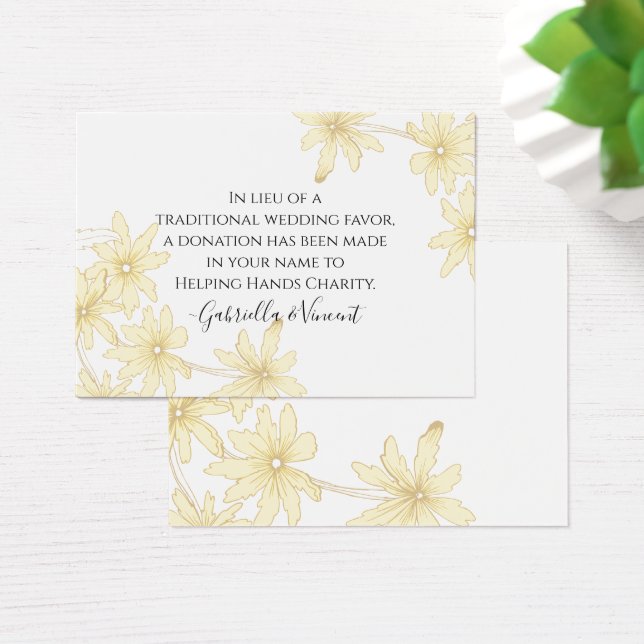 Pale Yellow Daisies Wedding Charity Card (Desk)