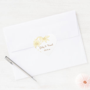 Pale Yellow Daisies Wedding Heart Sticker