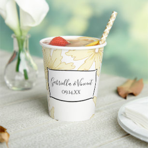 Pale Yellow Daisies Wedding Paper Cups