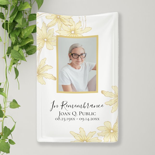 Pale Yellow Daisy Flowers Celebration of Life Banner (Creator Uploaded)