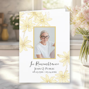 Pale Yellow Daisy Flowers Funeral Service Folded Programme