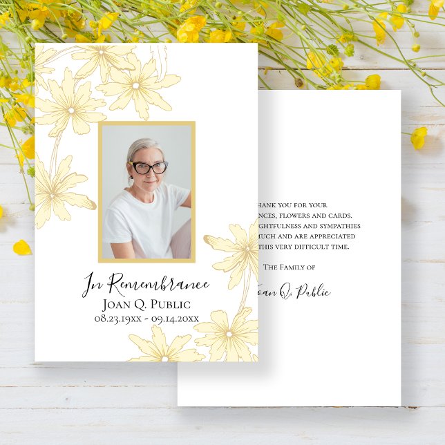 Pale Yellow Daisy Flowers Funeral Sympathy Thank You Card (Creator Uploaded)