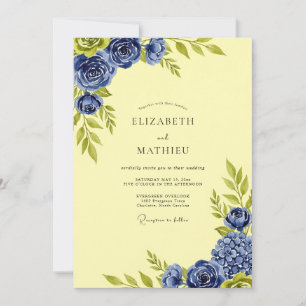 Pale Yellow Elegant Botanical Summer Wedding Invitation