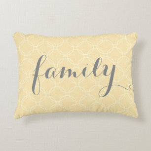 Pale Yellow Family Circle Patter Accent Pillow