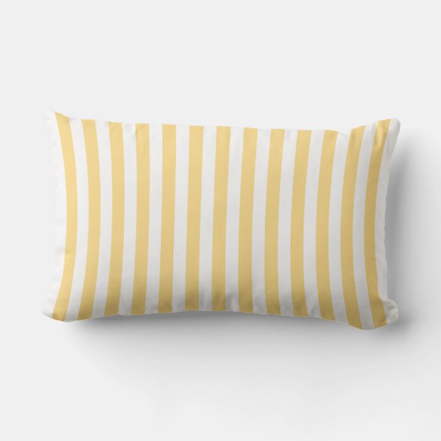 Pale Yellow French Beach Stripe Lumbar Cushion (Back)