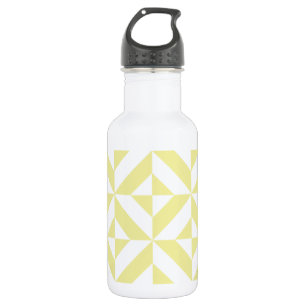Pale Yellow Geometric Deco Cube Pattern 532 Ml Water Bottle