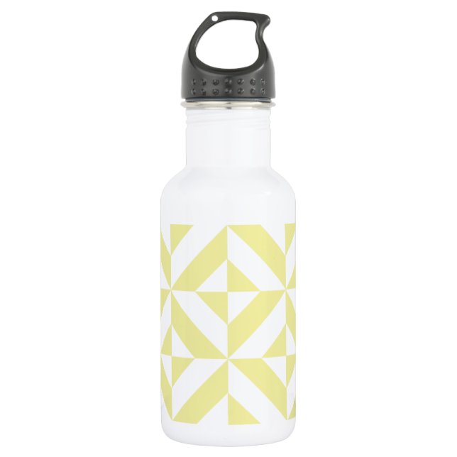 Pale Yellow Geometric Deco Cube Pattern 532 Ml Water Bottle (Front)