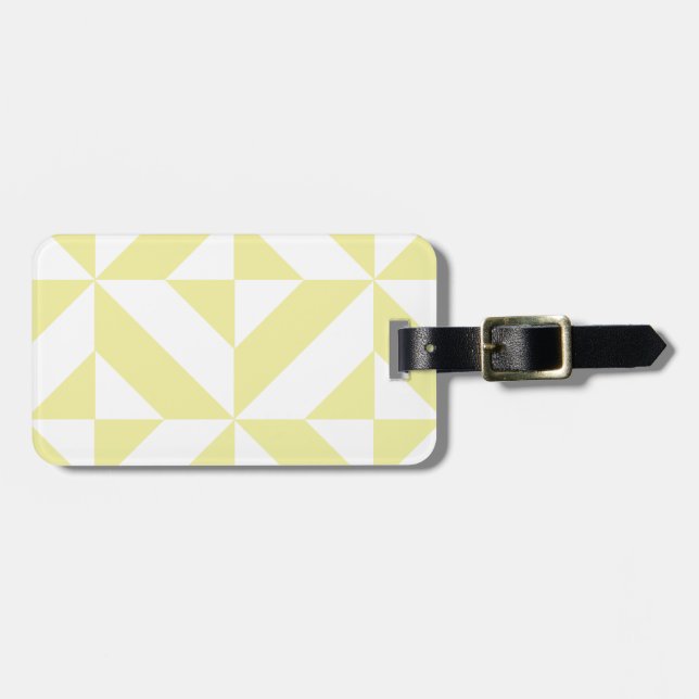 Pale Yellow Geometric Deco Cube Pattern Luggage Tag (Front Horizontal)