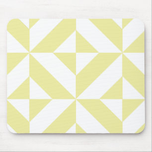 Pale Yellow Geometric Deco Cube Pattern Mouse Mat