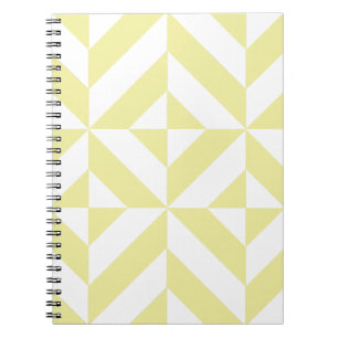Pale Yellow Geometric Deco Cube Pattern Notebook