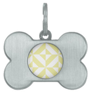 Pale Yellow Geometric Deco Cube Pattern Pet Tag