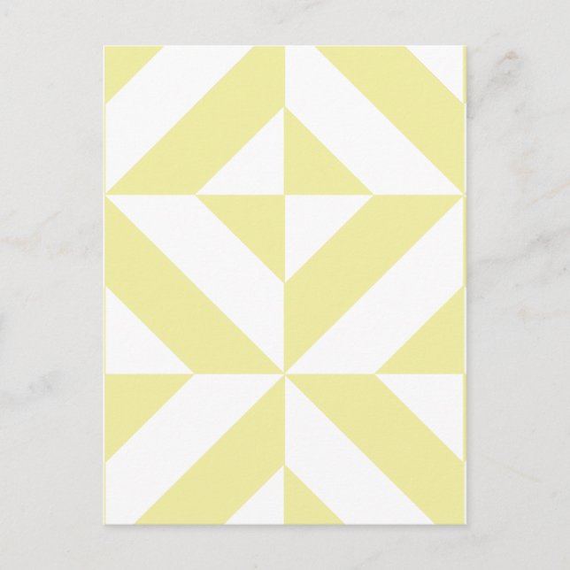 Pale Yellow Geometric Deco Cube Pattern Postcard (Front)
