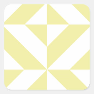 Pale Yellow Geometric Deco Cube Pattern Square Sticker