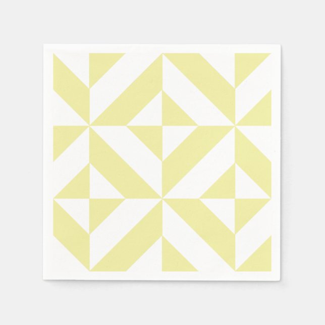 Pale Yellow Geometric Deco Pattern Napkin (Front)