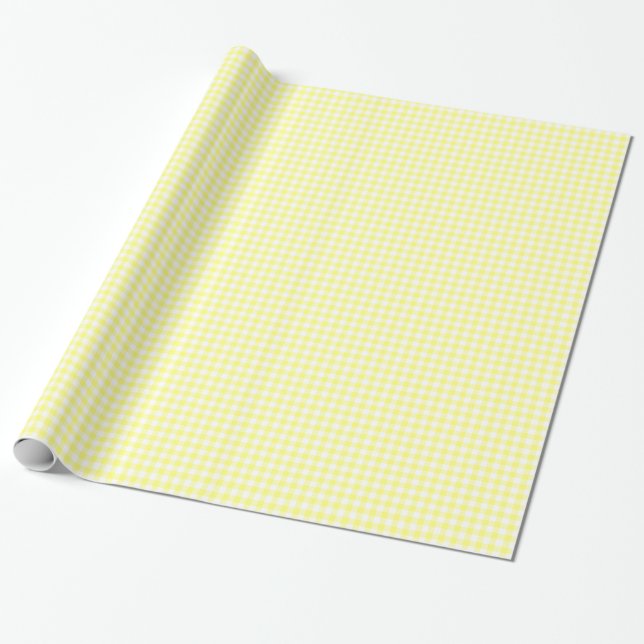 Pale Yellow Gingham Wrapping Paper (Unrolled)