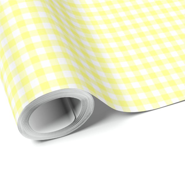 Pale Yellow Gingham Wrapping Paper (Roll Corner)