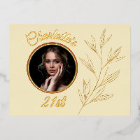 Pale Yellow & Graphic Gold Leaf Birthday