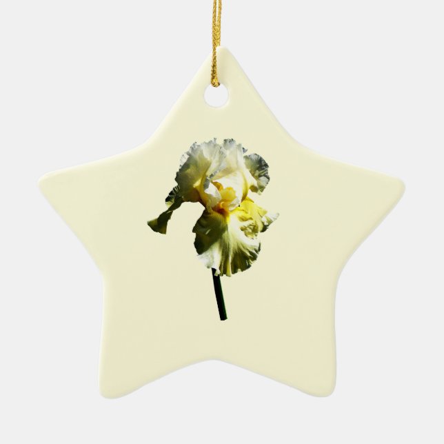 Pale Yellow Iris Ceramic Tree Decoration (Front)