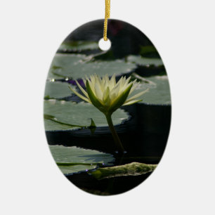 Pale Yellow Lotus Waterlily Flower Ceramic Tree Decoration
