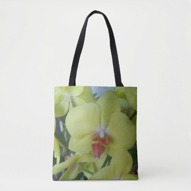 Pale Yellow Moth Orchids on a tote bag (Front)