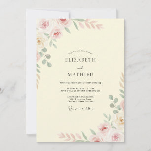 Pale Yellow Painted Wedding Invitation