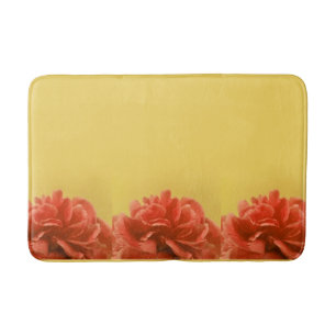 Pale Yellow Peach Floral Bath Mat