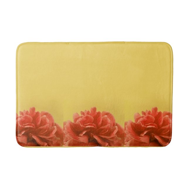 Pale Yellow Peach Floral Bath Mat (Front)