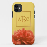 Pale Yellow Peach Floral Monogram