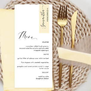 Pale Yellow Personalised with Guest Name Elegant Menu