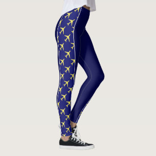 Pale Yellow Plane Aeroplane Aviation Fly Airways Leggings