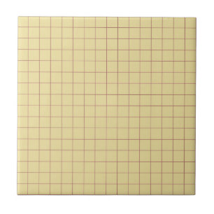 Pale Yellow & Red Chequered Retro Minimalist  Tile
