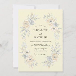 Pale Yellow Romantic Watercolor Wedding Invitation
