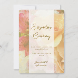 Pale Yellow Rose Birthday Invitation Card