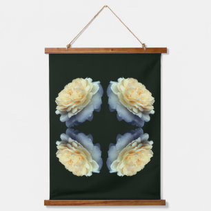 Pale Yellow Rose In Bloom Mirror Abstract Hanging Tapestry