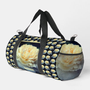 Pale Yellow Rose In Bloom Mirror Personalised Duffle Bag