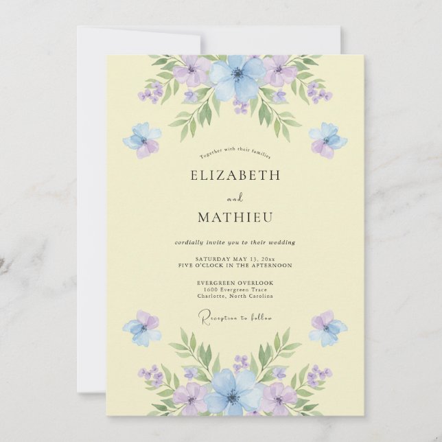 Pale Yellow Serene Spring Wedding Invitation (Front)