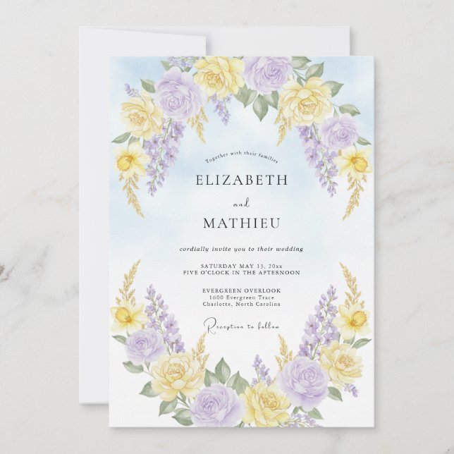 Pale Yellow Serene Springtime Wedding Invitation (Front)