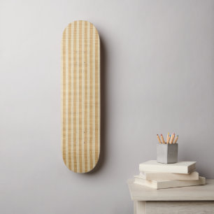 Pale Yellow Stripes Threaded Fabric Pattern Skateboard
