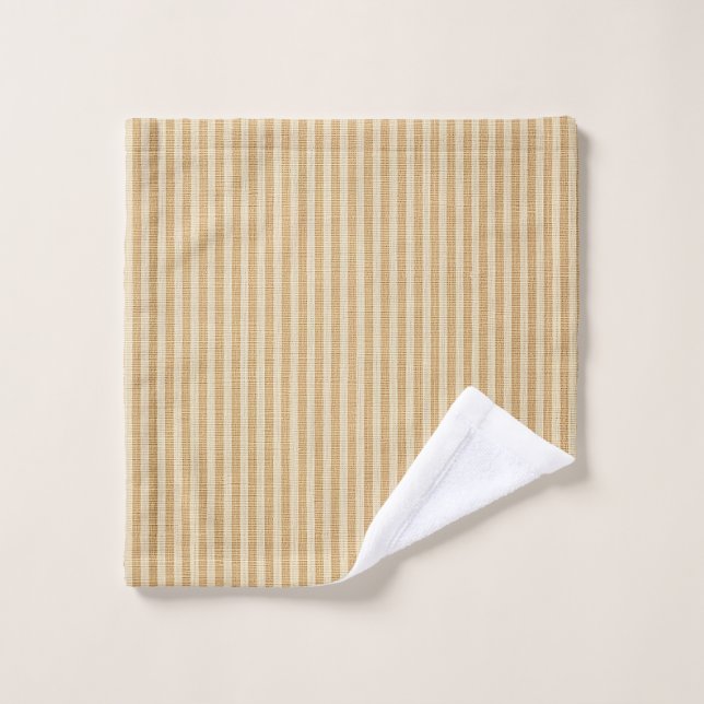 Pale Yellow Stripes Threaded Fabric Pattern Wash Cloth (Wash Cloth)