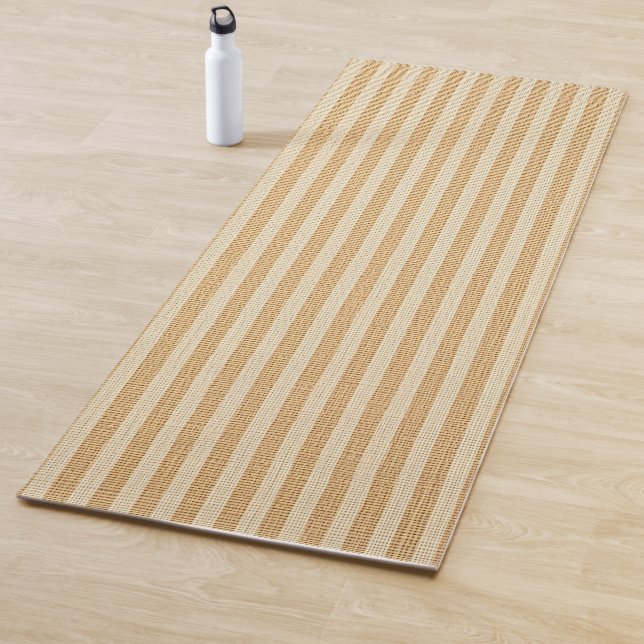 Pale Yellow Stripes Threaded Fabric Pattern Yoga Mat (In Situ)