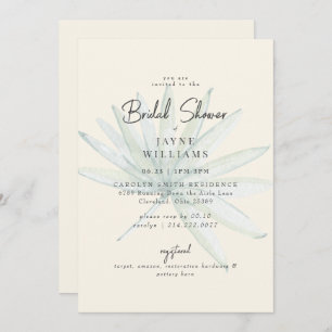 Pale Yellow Tropical Frond Bridal Shower  Invitation